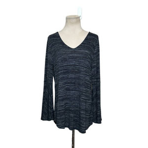 Loft marbled black v neck flare sleeves open back top size M